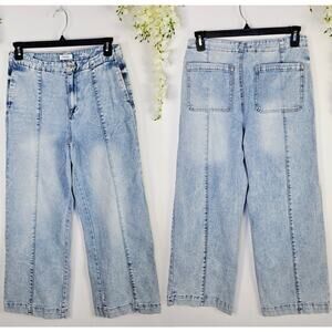 Kensie Jeans The Kaya High Rise Wide Leg Jeans 8/29 Light Wash Denim Y2K Chic